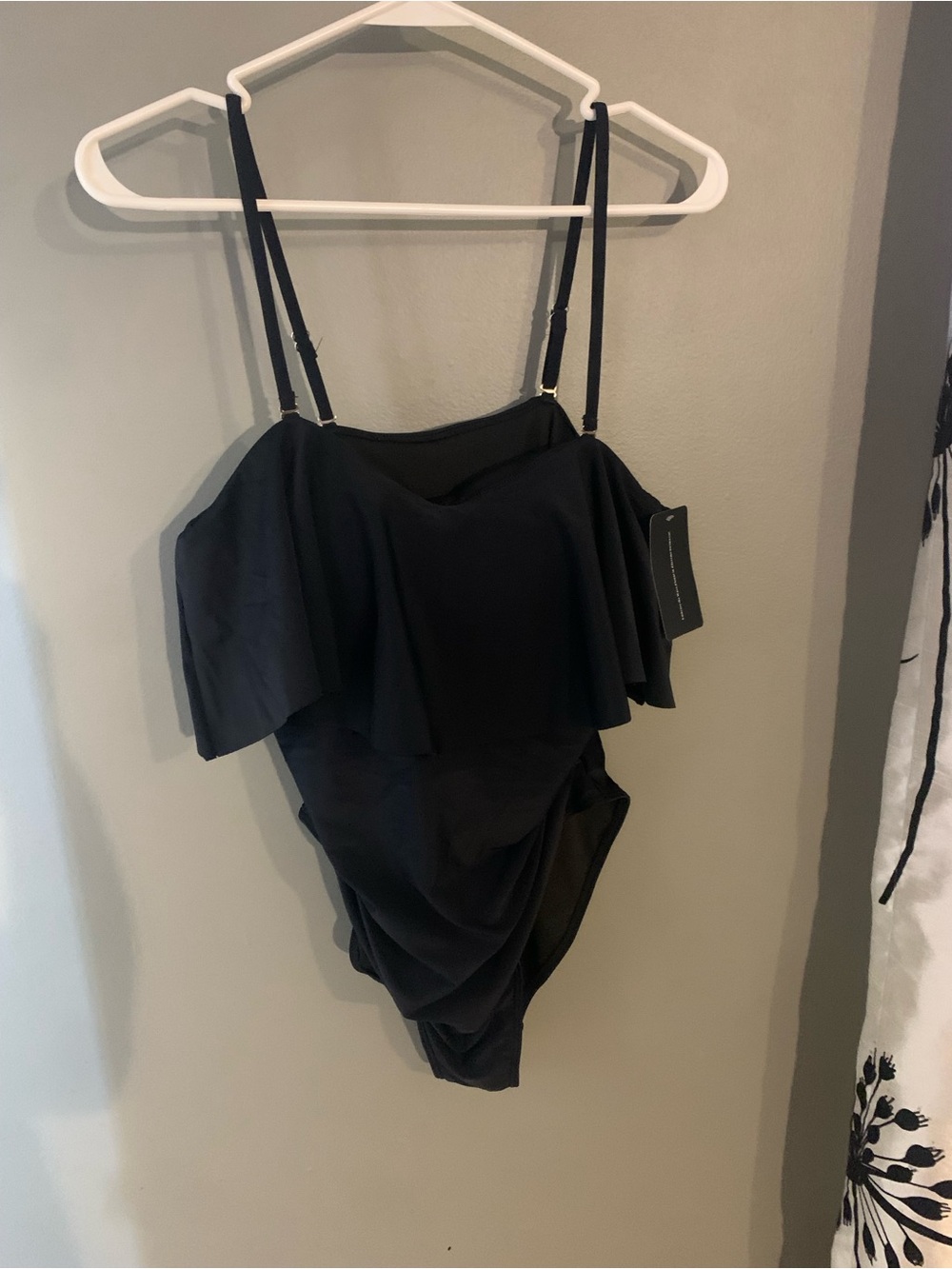 NWT Black Ruffle One-Piece Swimsuit